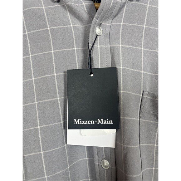Mizzen + Main Mens Large Light Gray Pastel City Flannel Trim Fit Long Sleeve XXL - Picture 2 of 5